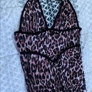 Leopard print velvet fabric maxi dress